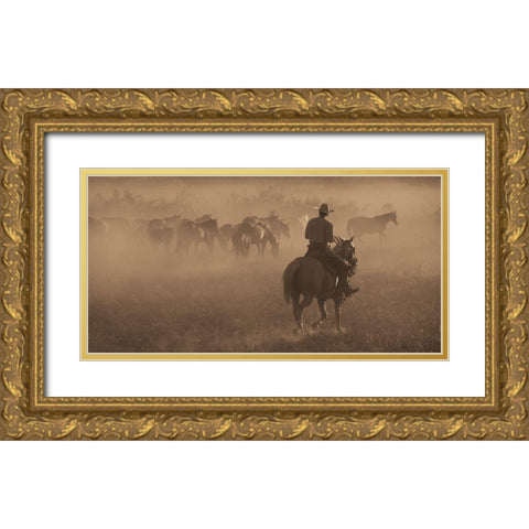 Changing Pastures Gold Ornate Wood Framed Art Print with Double Matting by Dawson, Robert