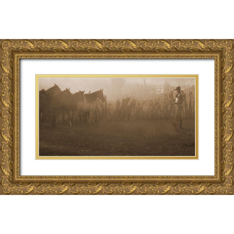 Time To Go To Work Gold Ornate Wood Framed Art Print with Double Matting by Dawson, Robert