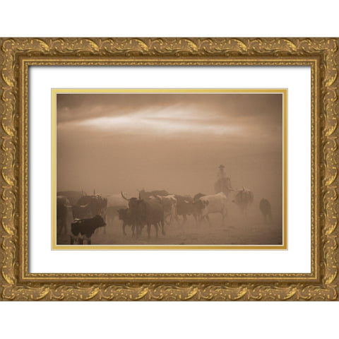 Caught In A Dust Storm Gold Ornate Wood Framed Art Print with Double Matting by Dawson, Robert