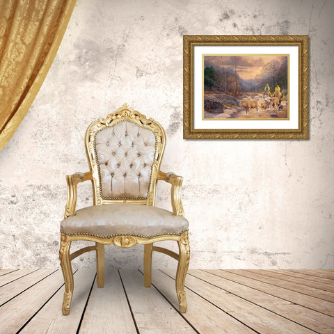 Early Morning Ride Gold Ornate Wood Framed Art Print with Double Matting by Dudley, June