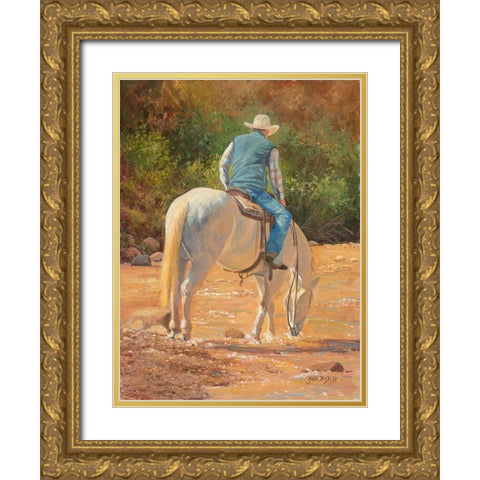 A Cool Drink Gold Ornate Wood Framed Art Print with Double Matting by Dudley, June