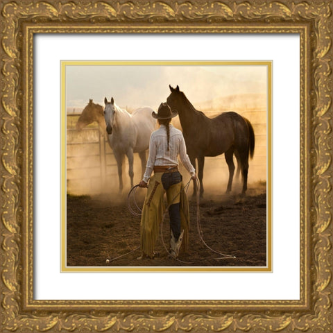 Whos the Boss Gold Ornate Wood Framed Art Print with Double Matting by Dawson, Robert