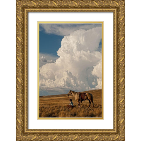 Thunder On the Prairie Gold Ornate Wood Framed Art Print with Double Matting by Dawson, Robert