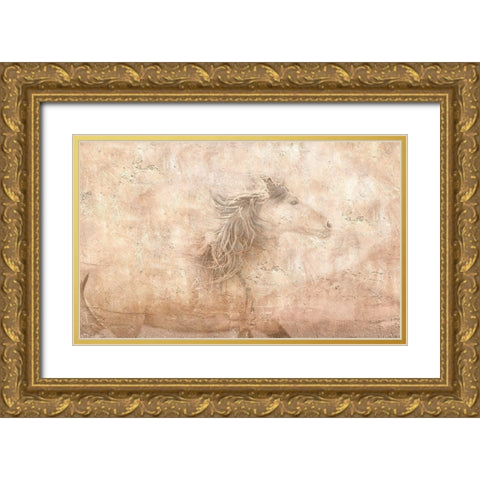 The Fresco Horse Gold Ornate Wood Framed Art Print with Double Matting by Dawson, Robert