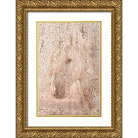The White Stallion Gold Ornate Wood Framed Art Print with Double Matting by Dawson, Robert