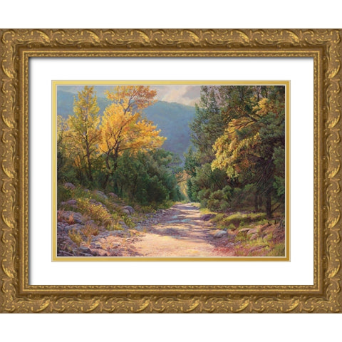 October Sunshine Gold Ornate Wood Framed Art Print with Double Matting by Dudley, June