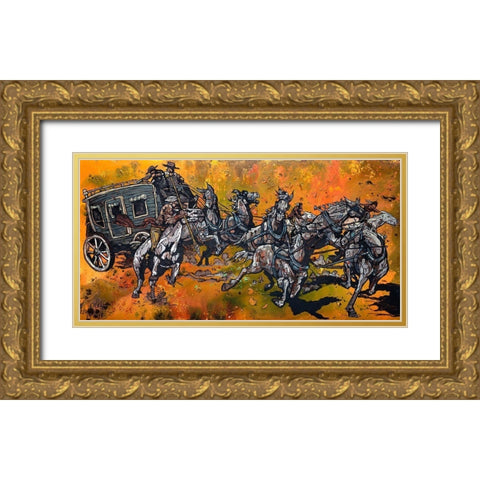 Stage Run Gold Ornate Wood Framed Art Print with Double Matting by Kuehl, Cody