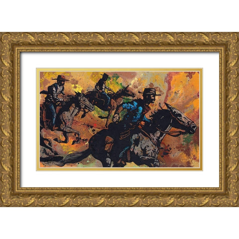 Outriders Gold Ornate Wood Framed Art Print with Double Matting by Kuehl, Cody