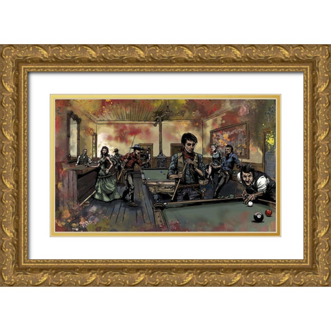 Pool Hall Gold Ornate Wood Framed Art Print with Double Matting by Kuehl, Cody