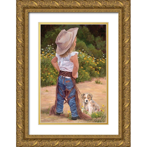 Boss Lady. Gold Ornate Wood Framed Art Print with Double Matting by Dudley, June