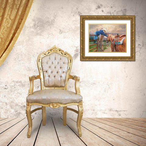 Give Me A Chance Gold Ornate Wood Framed Art Print with Double Matting by Dudley, June