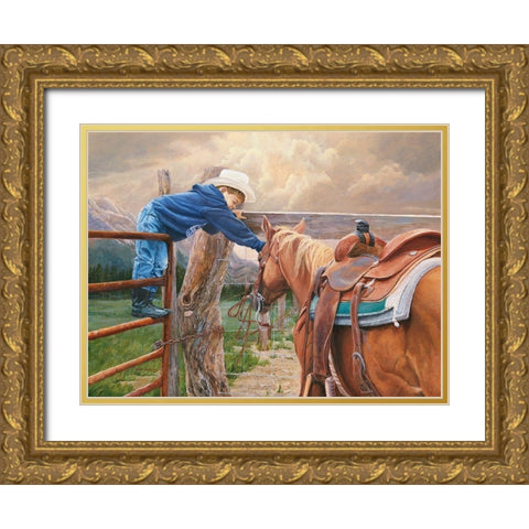 Give Me A Chance Gold Ornate Wood Framed Art Print with Double Matting by Dudley, June