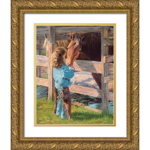 Morning Chores Gold Ornate Wood Framed Art Print with Double Matting by Dudley, June