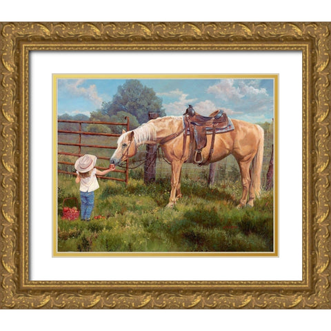 An Apple A Day Gold Ornate Wood Framed Art Print with Double Matting by Dudley, June