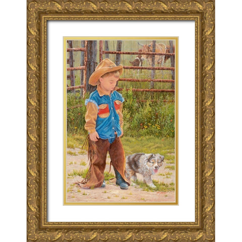Boss Man Gold Ornate Wood Framed Art Print with Double Matting by Dudley, June