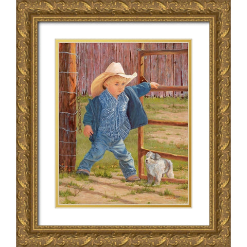 Baby Blues Gold Ornate Wood Framed Art Print with Double Matting by Dudley, June