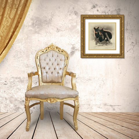 Morning Playtime Gold Ornate Wood Framed Art Print with Double Matting by Brown, Jim