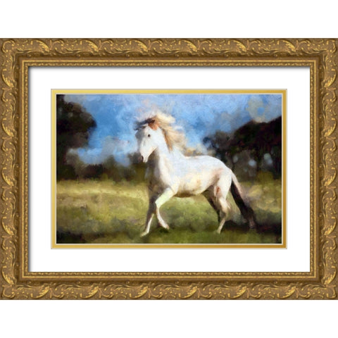 Slow Trot Gold Ornate Wood Framed Art Print with Double Matting by Bolokofsky, Ronald