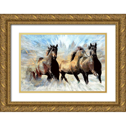 Against the Wind Gold Ornate Wood Framed Art Print with Double Matting by Bolokofsky, Ronald