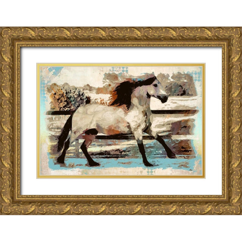 Arabian Trot I Gold Ornate Wood Framed Art Print with Double Matting by Bolokofsky, Ronald