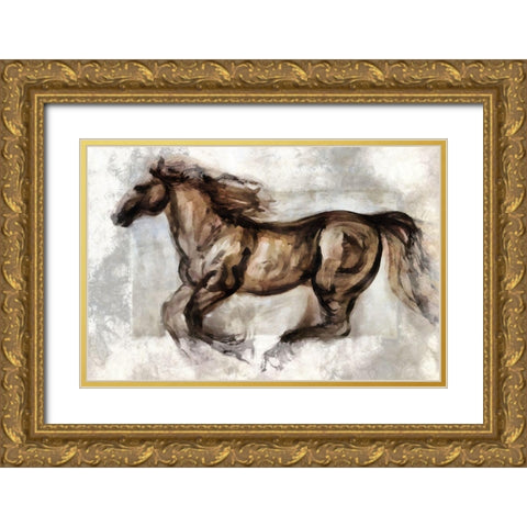 Full Trot Gold Ornate Wood Framed Art Print with Double Matting by Bolokofsky, Ronald