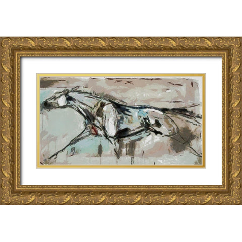 Graceful Trot Gold Ornate Wood Framed Art Print with Double Matting by Bolokofsky, Ronald