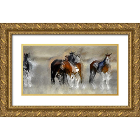 Grass Lands Splatter Gold Ornate Wood Framed Art Print with Double Matting by Bolokofsky, Ronald