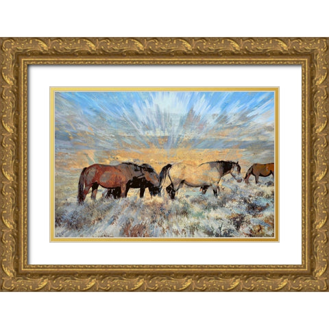Grazing On the Grass Gold Ornate Wood Framed Art Print with Double Matting by Bolokofsky, Ronald