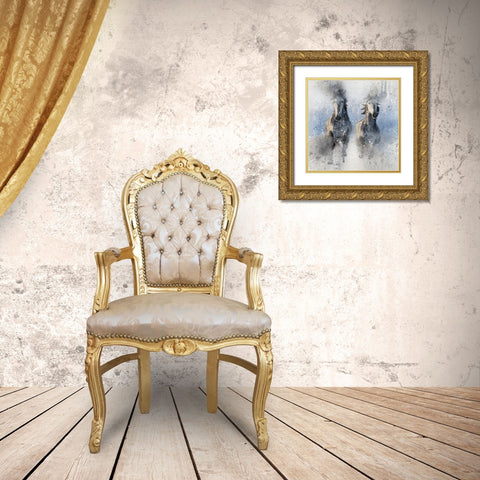 Two Horses More Gold Ornate Wood Framed Art Print with Double Matting by Bolokofsky, Ronald