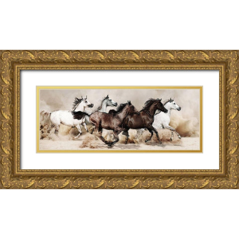 Wild Horses III Gold Ornate Wood Framed Art Print with Double Matting by Bolokofsky, Ronald