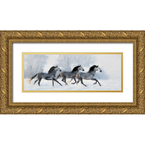 Winter Run Gold Ornate Wood Framed Art Print with Double Matting by Bolokofsky, Ronald