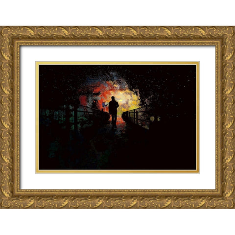 Night Shadows Gold Ornate Wood Framed Art Print with Double Matting by Bolokofsky, Ronald