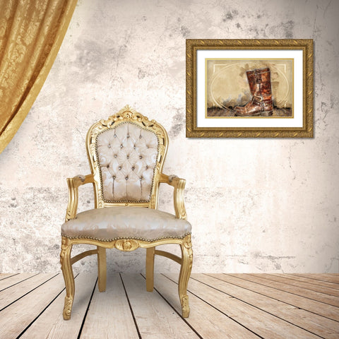Old Boots Gold Ornate Wood Framed Art Print with Double Matting by Bolokofsky, Ronald