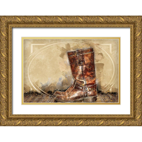 Old Boots Gold Ornate Wood Framed Art Print with Double Matting by Bolokofsky, Ronald