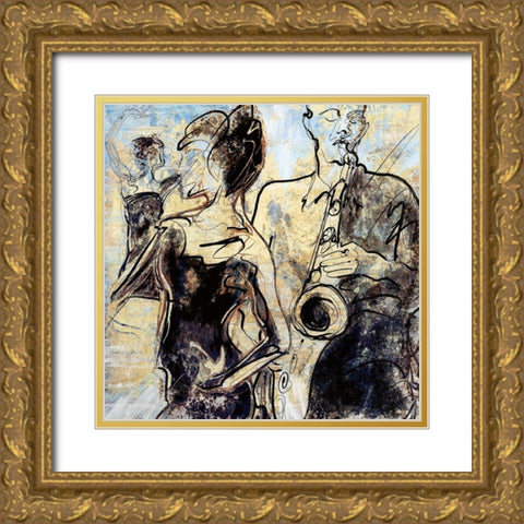 Party Vibes Gold Ornate Wood Framed Art Print with Double Matting by Bolokofsky, Ronald