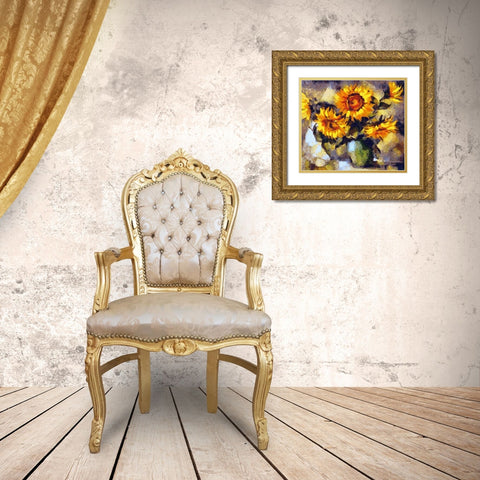 Sunflowers For Vincent Gold Ornate Wood Framed Art Print with Double Matting by Bolokofsky, Ronald