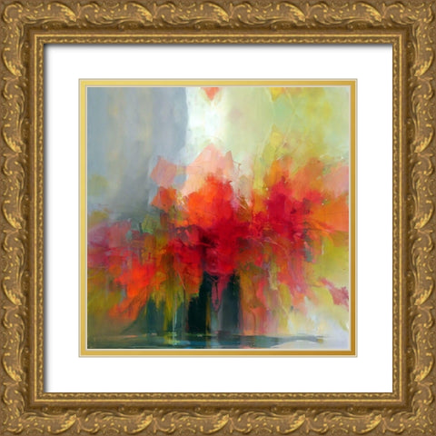 Red Roses V Gold Ornate Wood Framed Art Print with Double Matting by Bolokofsky, Ronald