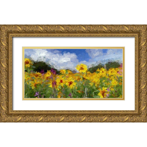 Sunflower Fields II Gold Ornate Wood Framed Art Print with Double Matting by Bolokofsky, Ronald