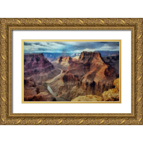 The Confluence Grand Canyon Gold Ornate Wood Framed Art Print with Double Matting by Bolokofsky, Ronald