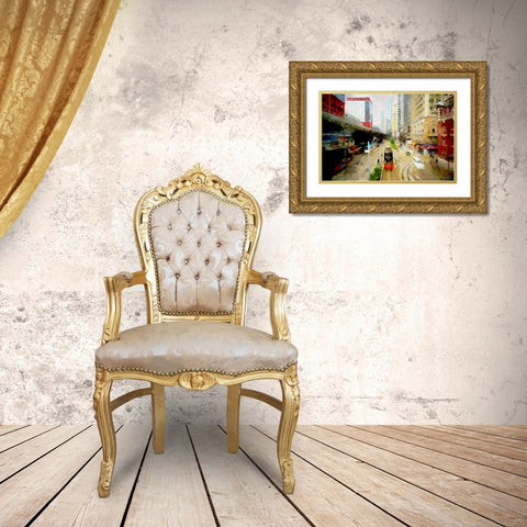 Central Hong Kong Gold Ornate Wood Framed Art Print with Double Matting by Bolokofsky, Ronald