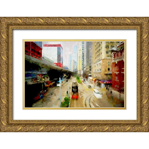 Central Hong Kong Gold Ornate Wood Framed Art Print with Double Matting by Bolokofsky, Ronald