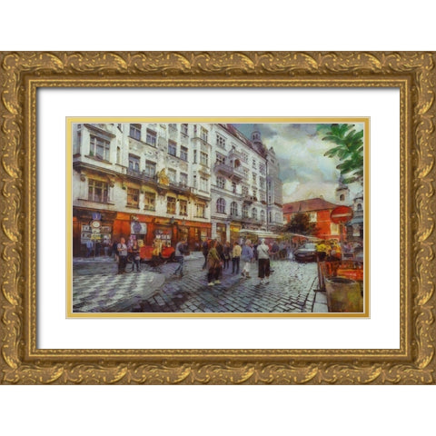 Prague On the Go I Gold Ornate Wood Framed Art Print with Double Matting by Bolokofsky, Ronald