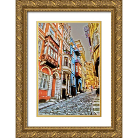 Stone Street Gold Ornate Wood Framed Art Print with Double Matting by Bolokofsky, Ronald