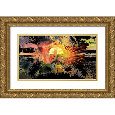 Tropical Fireworks Gold Ornate Wood Framed Art Print with Double Matting by Bolokofsky, Ronald