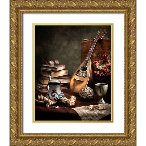 Still Life with Mandolin Gold Ornate Wood Framed Art Print with Double Matting by Bolokofsky, Ronald