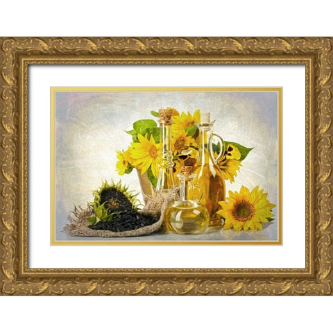 Sunflowers Seeds and Oil Gold Ornate Wood Framed Art Print with Double Matting by Bolokofsky, Ronald