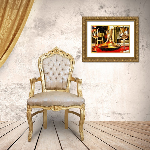 Table For Two Gold Ornate Wood Framed Art Print with Double Matting by Bolokofsky, Ronald