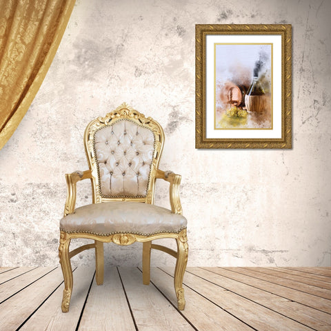 Wine and Grapes I Gold Ornate Wood Framed Art Print with Double Matting by Bolokofsky, Ronald