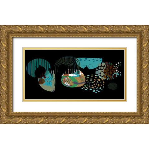 Abstract Boho Composition 145 Gold Ornate Wood Framed Art Print with Double Matting by Bolokofsky, Ronald