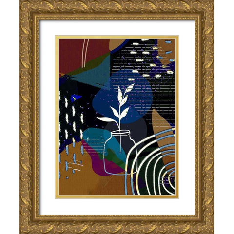 Abstract Boho Composition 657 Gold Ornate Wood Framed Art Print with Double Matting by Bolokofsky, Ronald